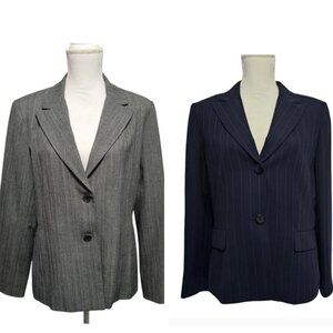 Bundle Blazers Size 14 Rafaella Gray & Stresa Blue Pinstripe Suit Jacket